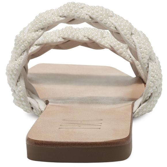 INC Womens Petria 2 White Faux Leather Slip On Flat Sandals Shoes NWT - Picture 3 of 3